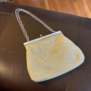 Elegant Cream Beaded Women's Bag